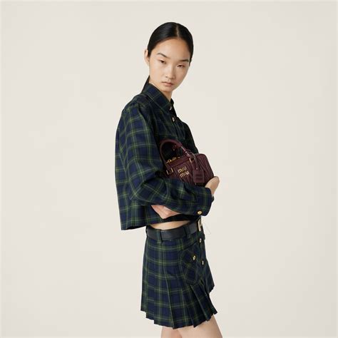 miu miu tasche tartan|Military Green Pleated Tartan Miniskirt .